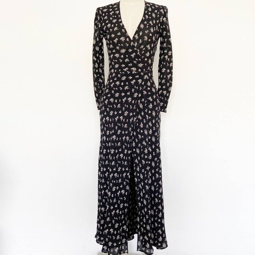 Rare REFORMATION Jaz Wrap Dress Black Size XS - Picture 4 of 13